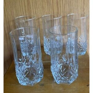 Set 5 Cristal D'Arques Durand Diamond Cut Longchamp Crystal Tumbler Juice Glass